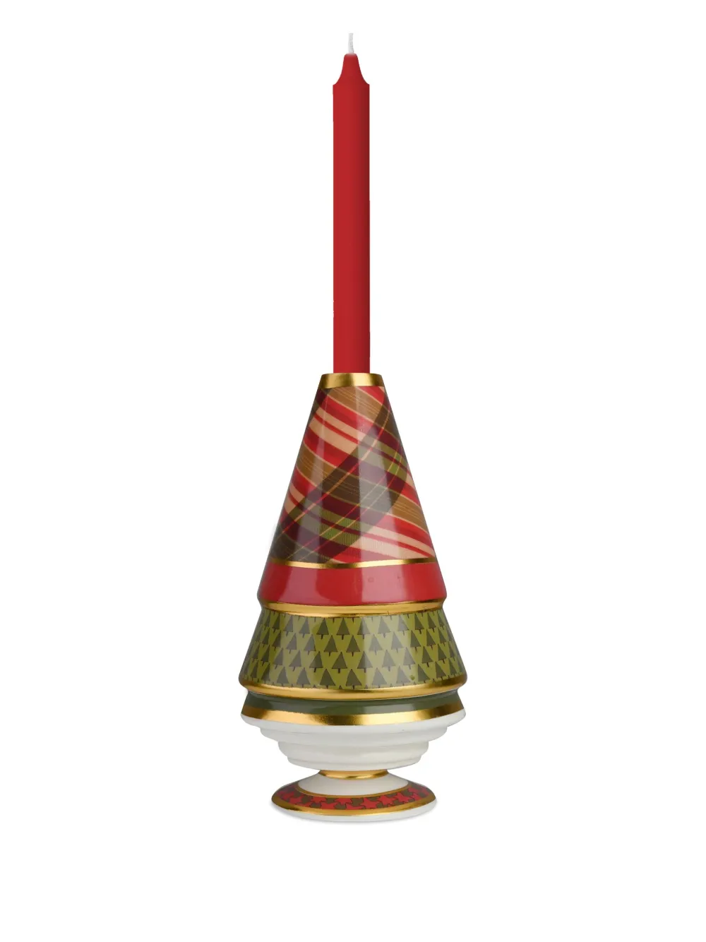 BACI MILANO tartan-pattern tree candle holder (9.5cm x 18cm) - レッド BACI MILANO tartan-pattern tree candle holder (9.5cm x 18cm) - レッド