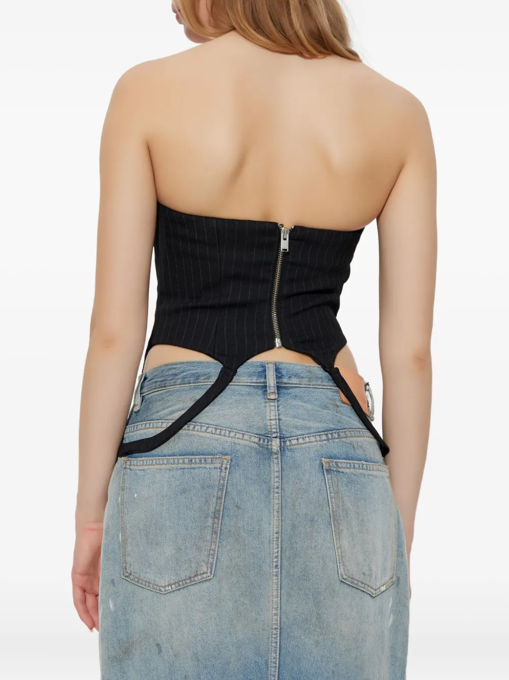 Misbhv Striped Off-shoulder Top In Black