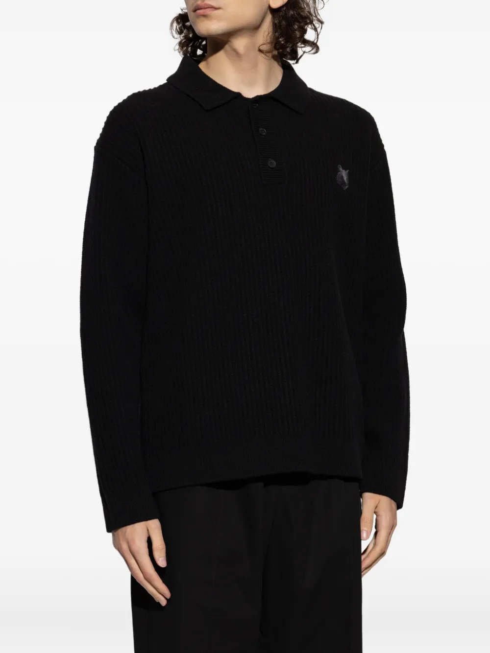 Maison Kitsuné Polotrui met vossenkop-applicatie Zwart