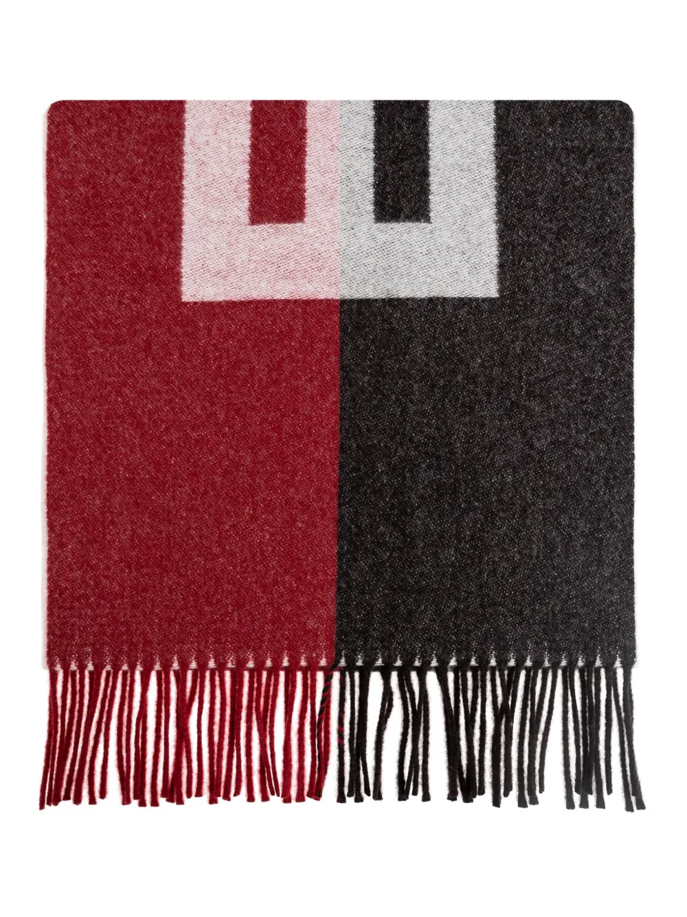 Bally fringed logo scarf - Rood
