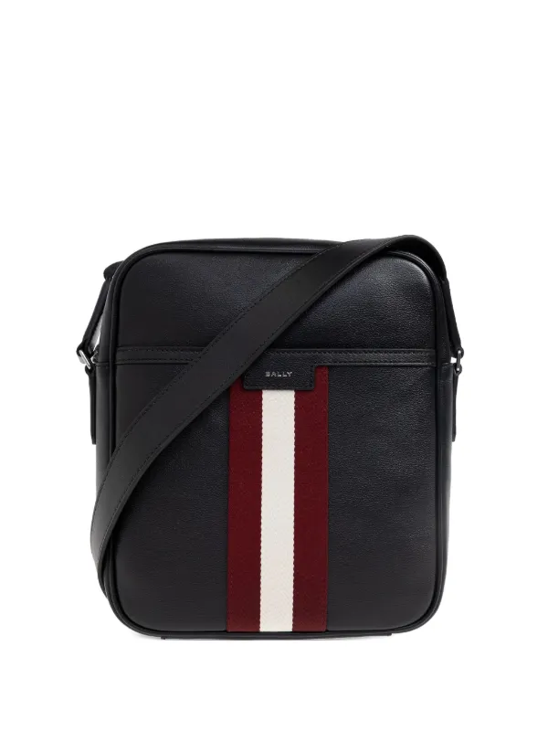 バリー　BALLY ショルダーバッグ　メッセンジャーバッグ　レザー　ストライプ Bally ストライプ レザーメッセンジャーバッグ | ブラック | FARFETCH JP