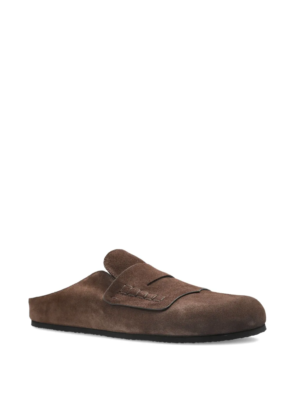 Jacquemus Suede Flat Sole Round Toe Slippers In Brown