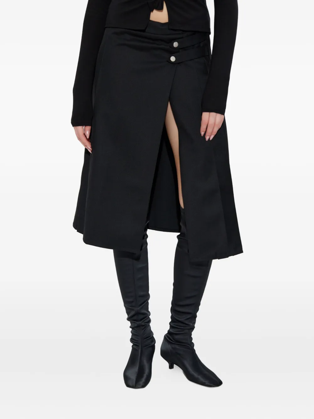 Misbhv Buttoned Pleated Skirt In Black
