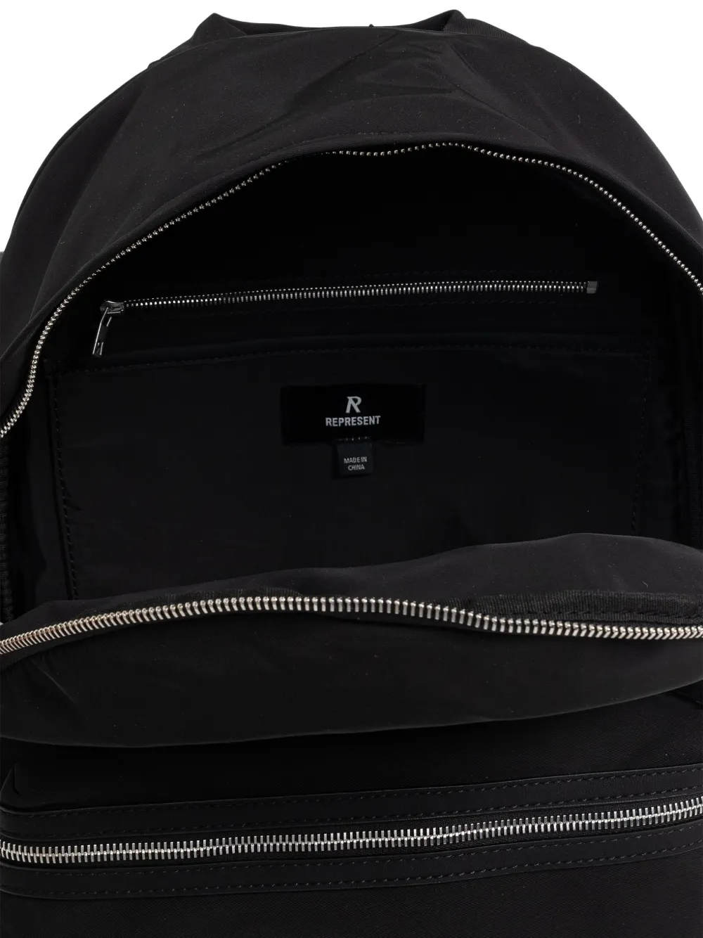 Represent Mens Black Script Hardware Nylon Backpack In Black