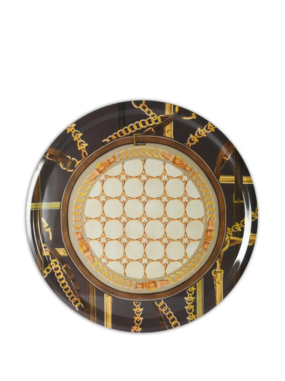 BACI MILANO chain-patterned round tray | Black | Image 1