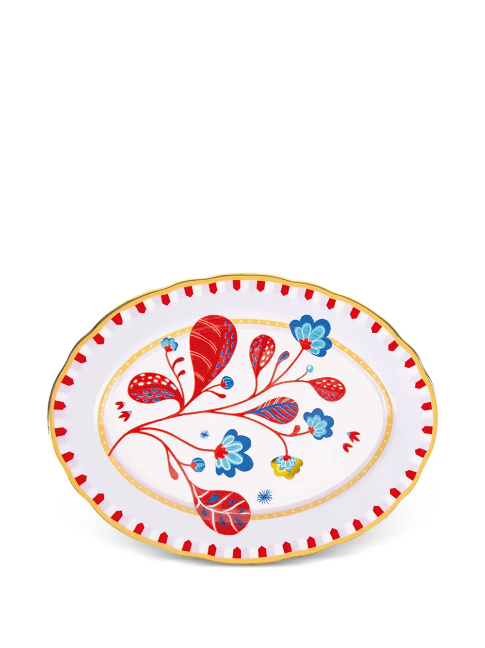 BACI MILANO Mamma Mia floral-pattern oval platter (34cm x 25cm) - Weiß