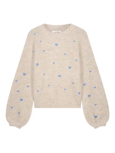 Fabienne Chapot heart-embroidered balloon-sleeve sweater