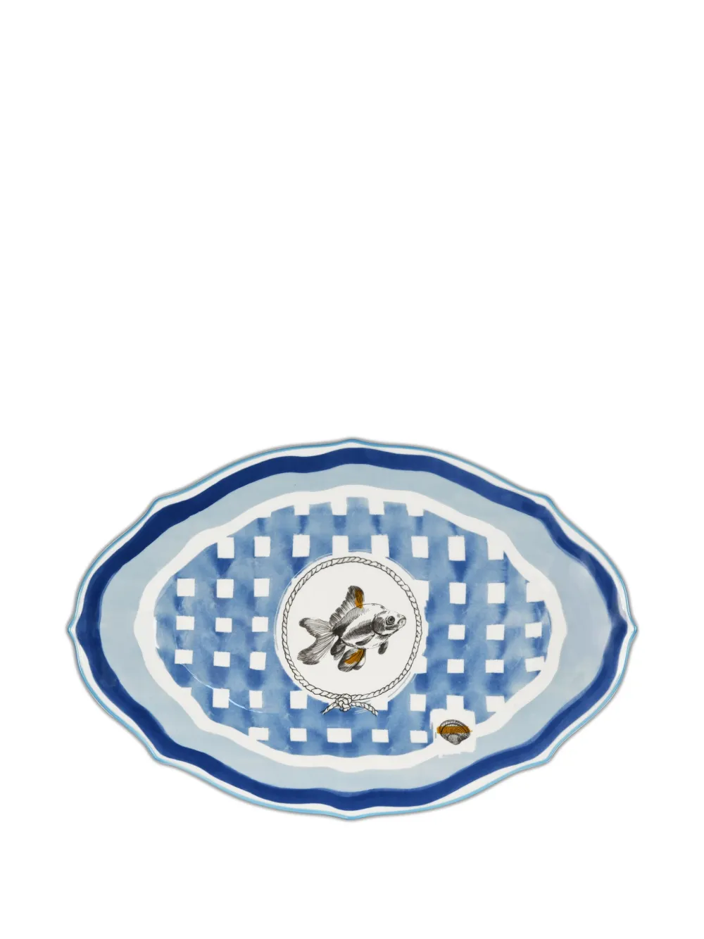 BACI MILANO fish-illustration oval platter (40.5cm x 26.5cm) | Blue | Image 1