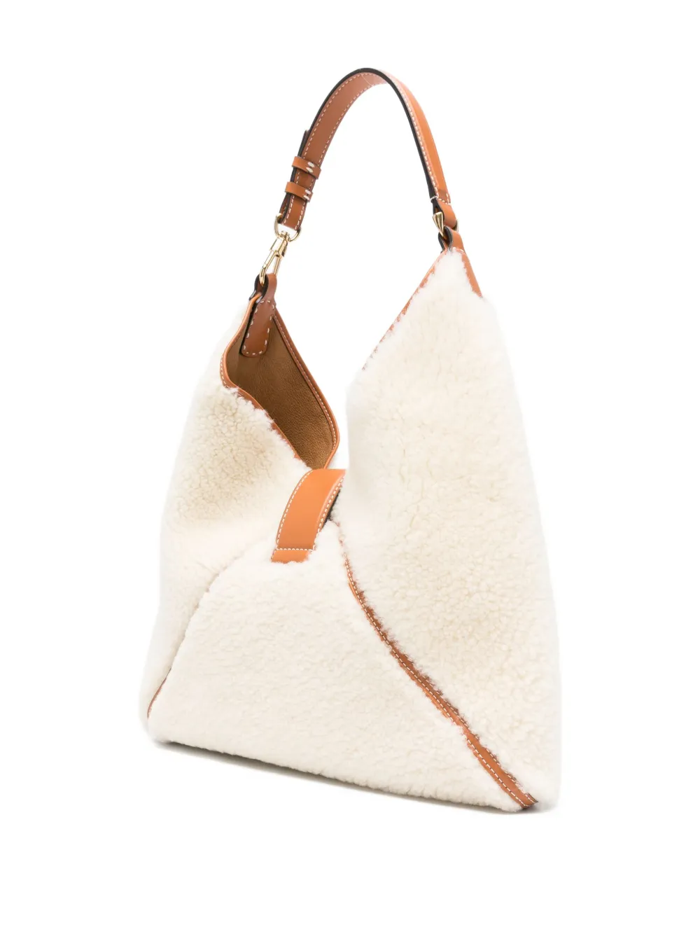 Ermanno Scervino Medium Shearling Shoulder Bag In Neutral
