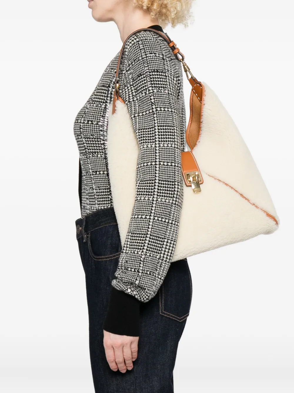 Ermanno Scervino medium shearling shoulder bag - Beige
