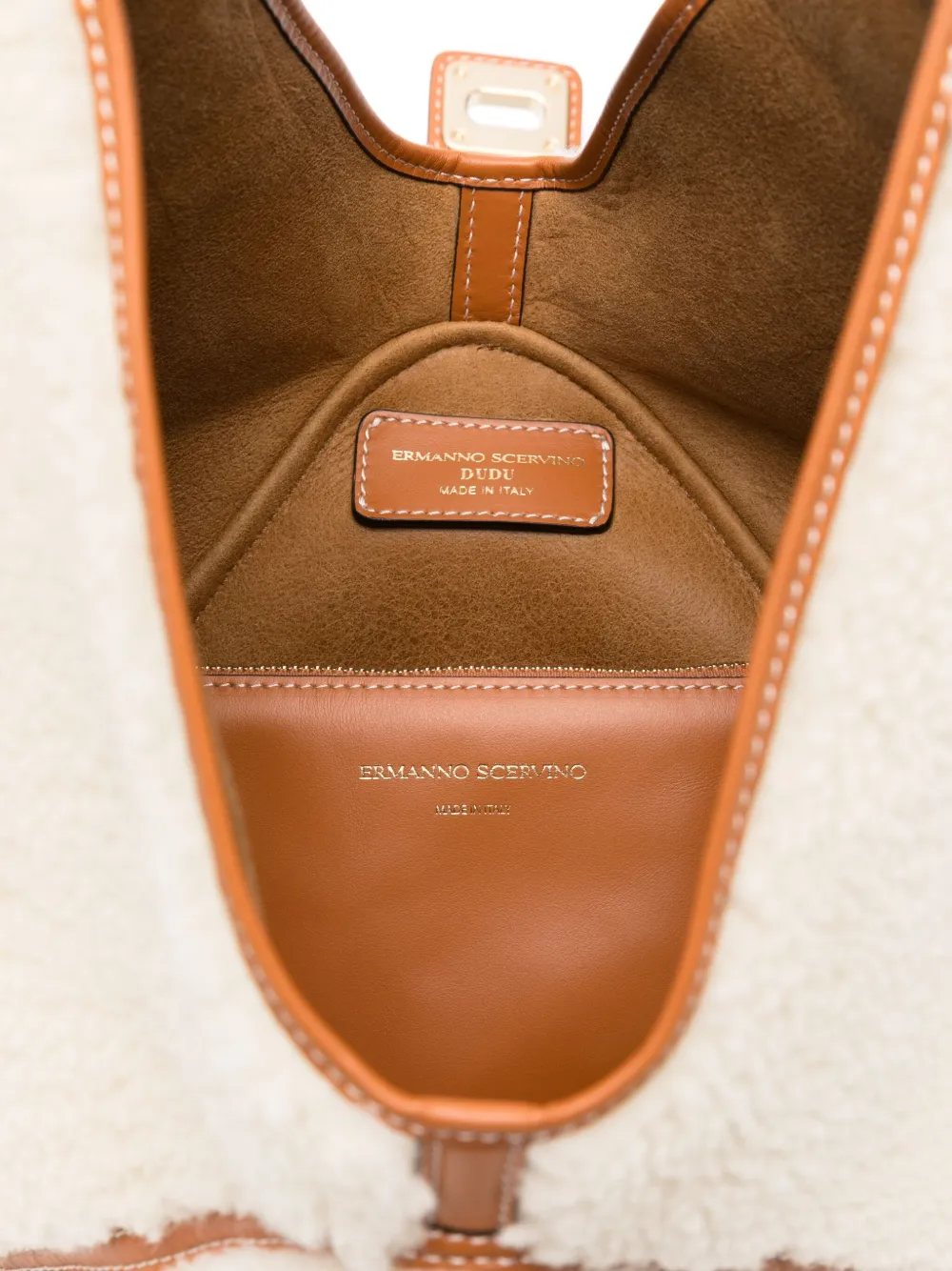 Ermanno Scervino Medium lammy schoudertas Beige