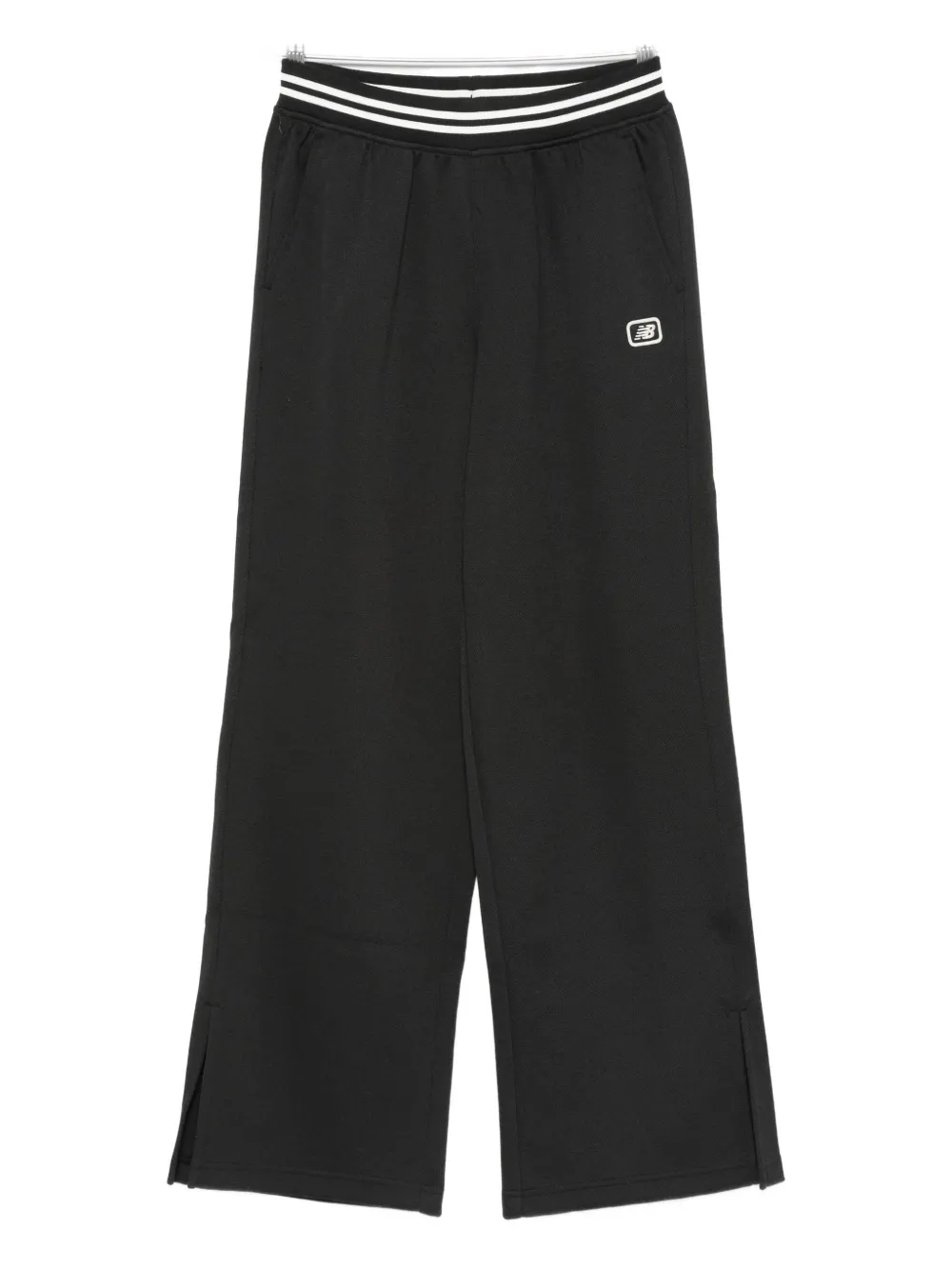 New Balance Elasticated-waistband Split-hem Trousers In Black