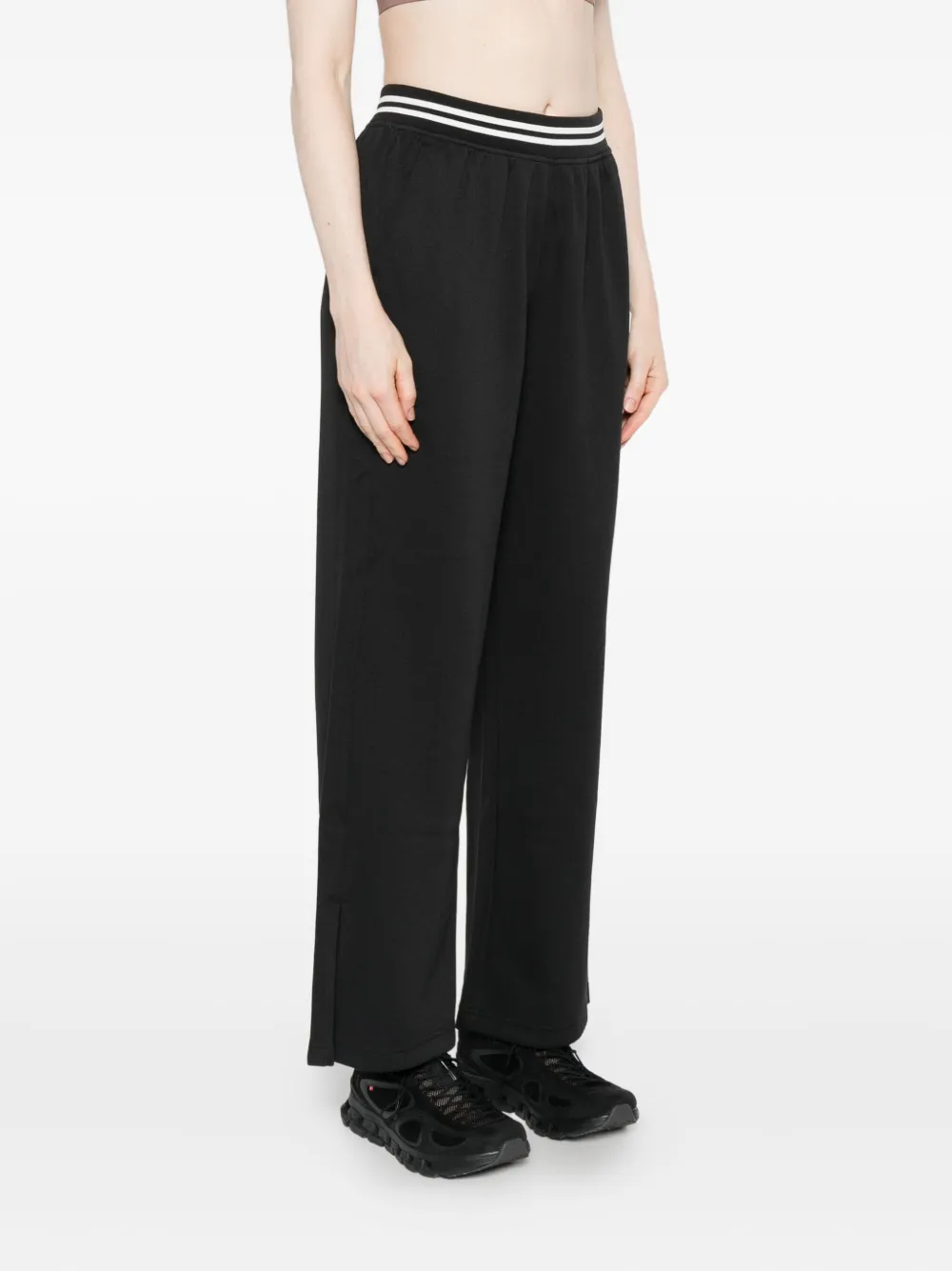 New Balance Elasticated-waistband Split-hem Trousers In Black