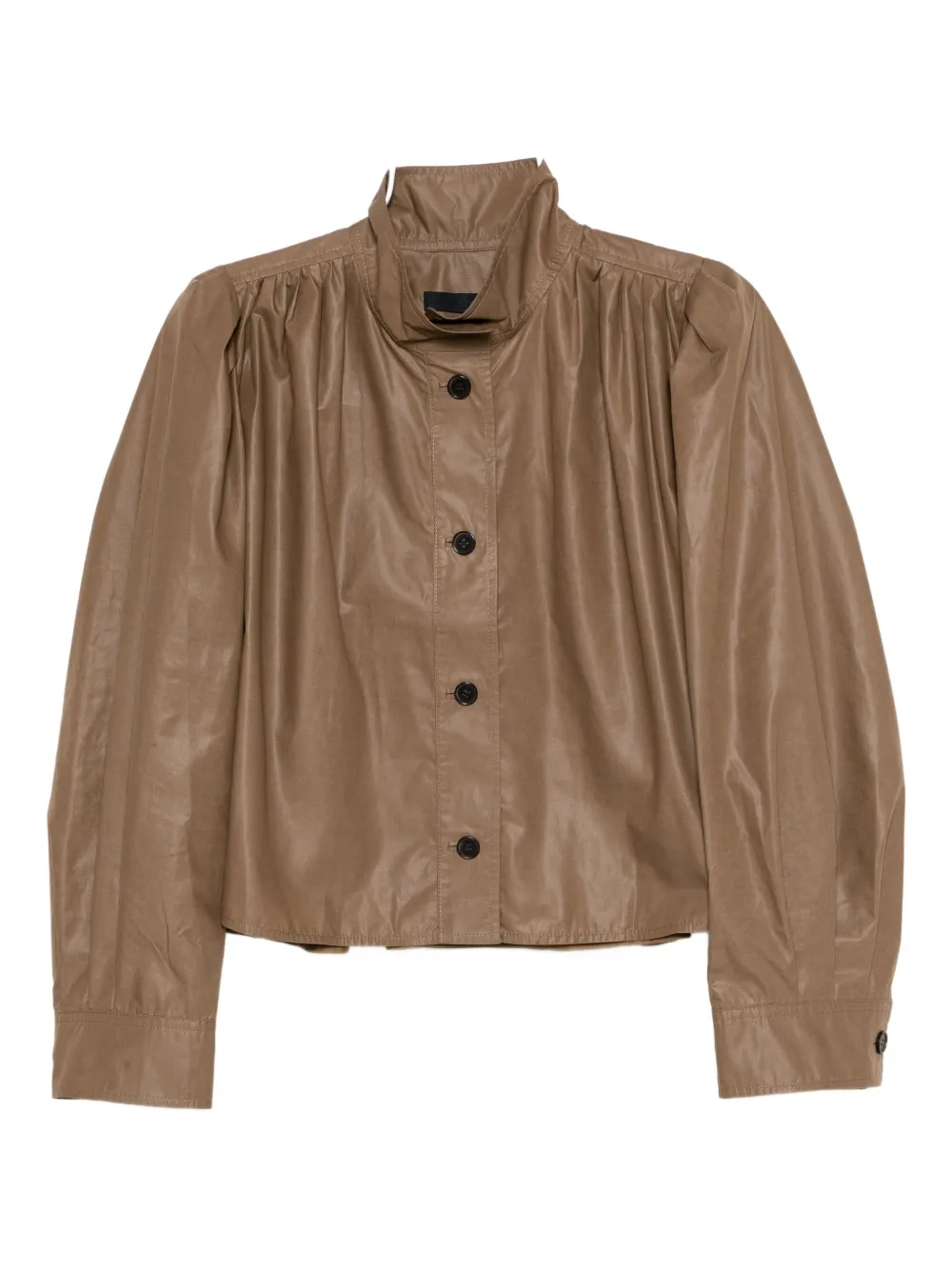 Juun.J puffed High Neck Shirring Shirt | Brown | Image 1