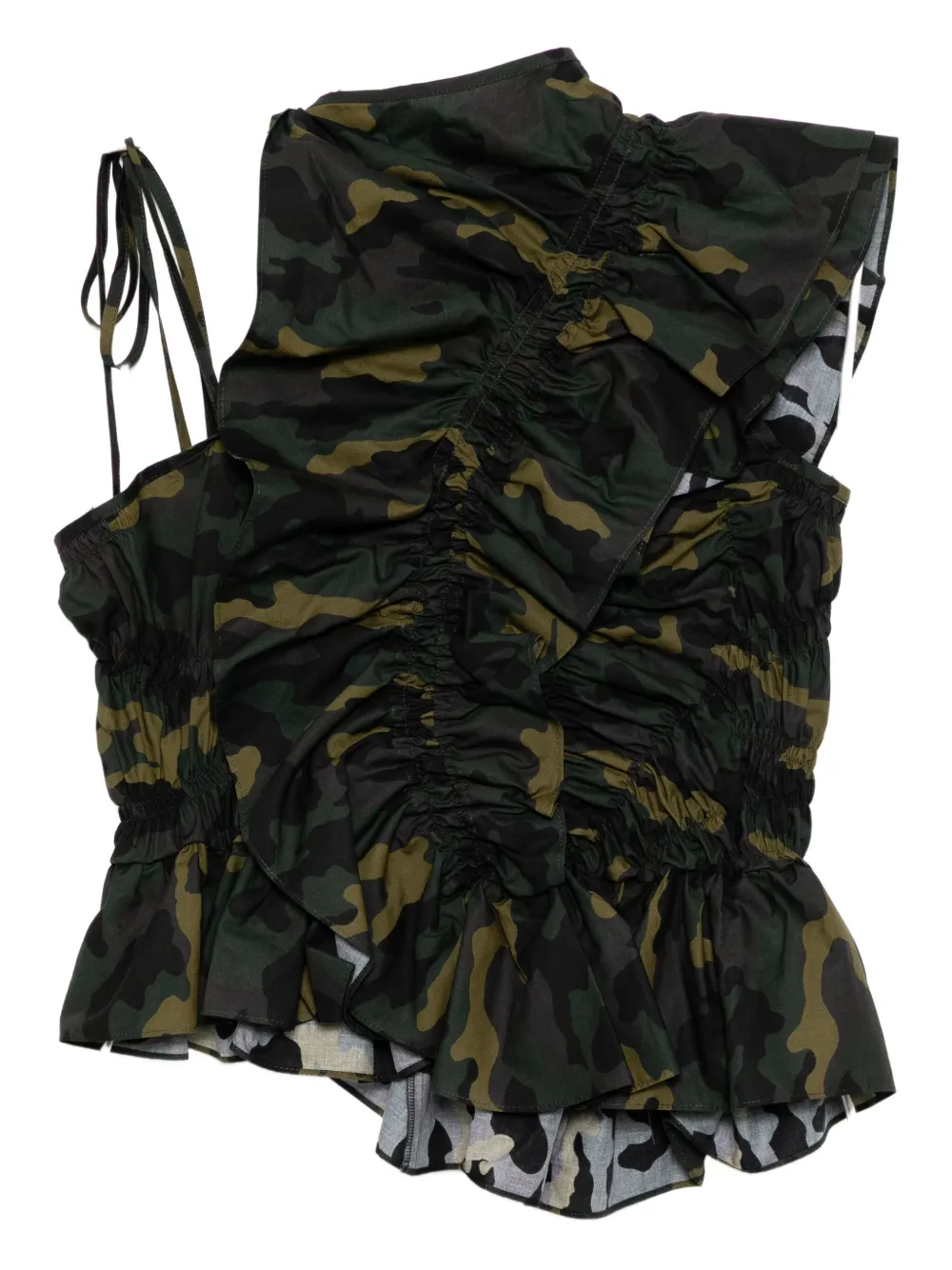 Juun.J Unbalanced Camo Shirring top | Blouses | Image 2
