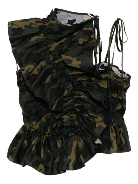 Juun.J top Unbalanced Camo Shirring