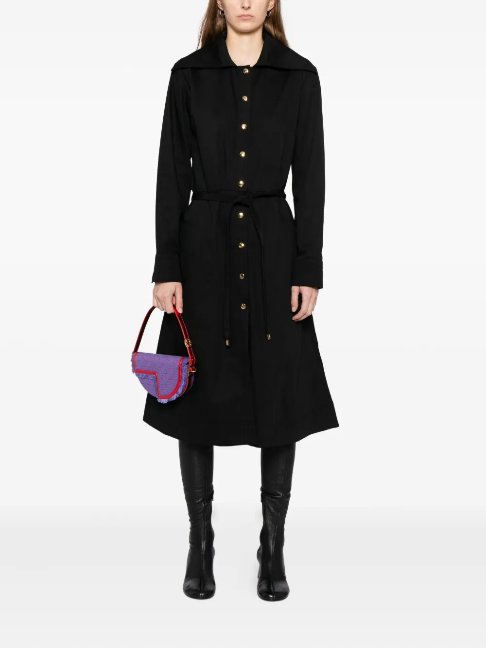Patou Midi-jurk met ceintuur - Zwart