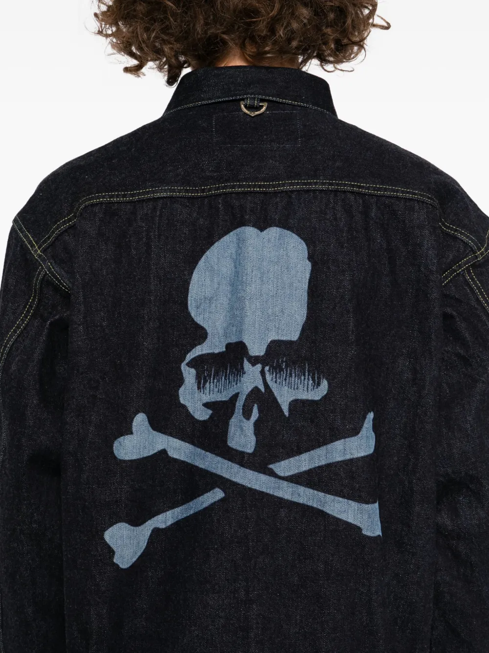 Mastermind World Denim jack met logoprint Blauw