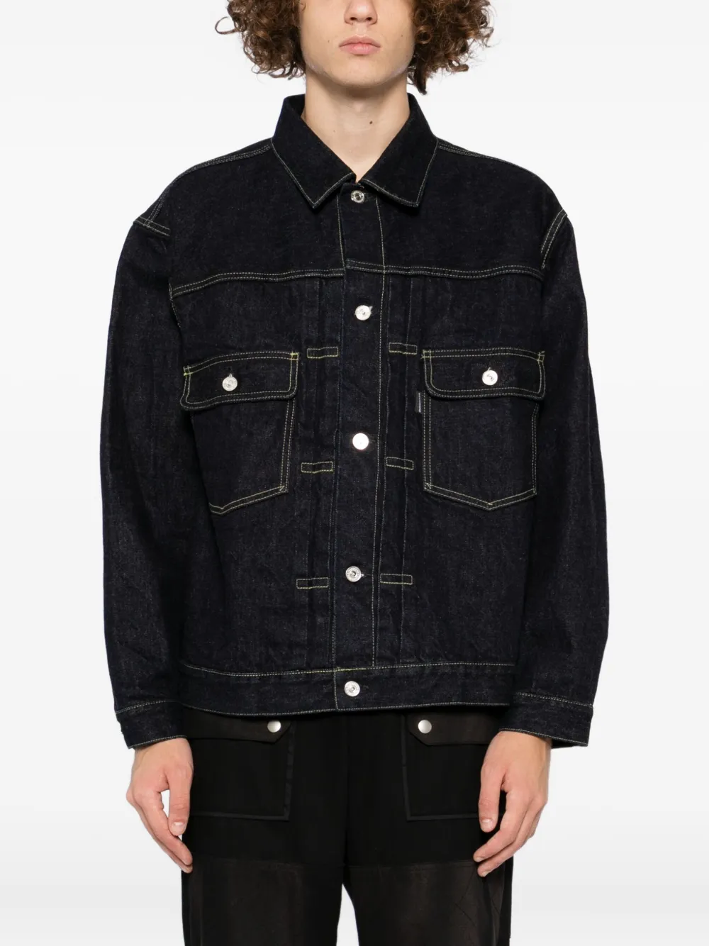 Mastermind World Denim jack met logoprint Blauw