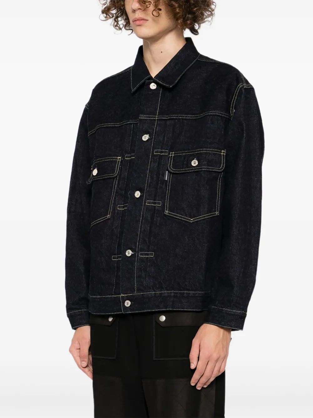 Mastermind World Denim jack met logoprint Blauw