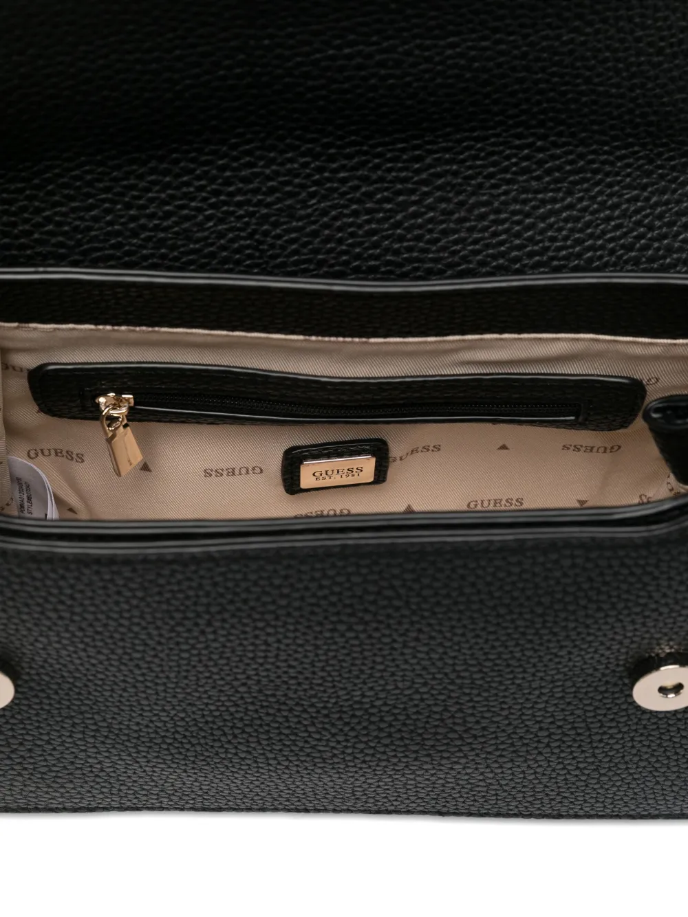 Guess Usa Logo-plaque Shoulder Bag In Black