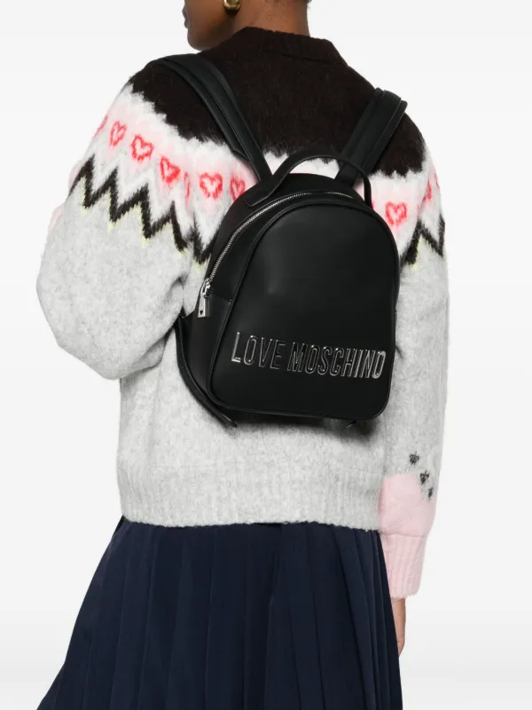 Love Moschino logo-plaque Backpack | Black | FARFETCH ID display picture 3