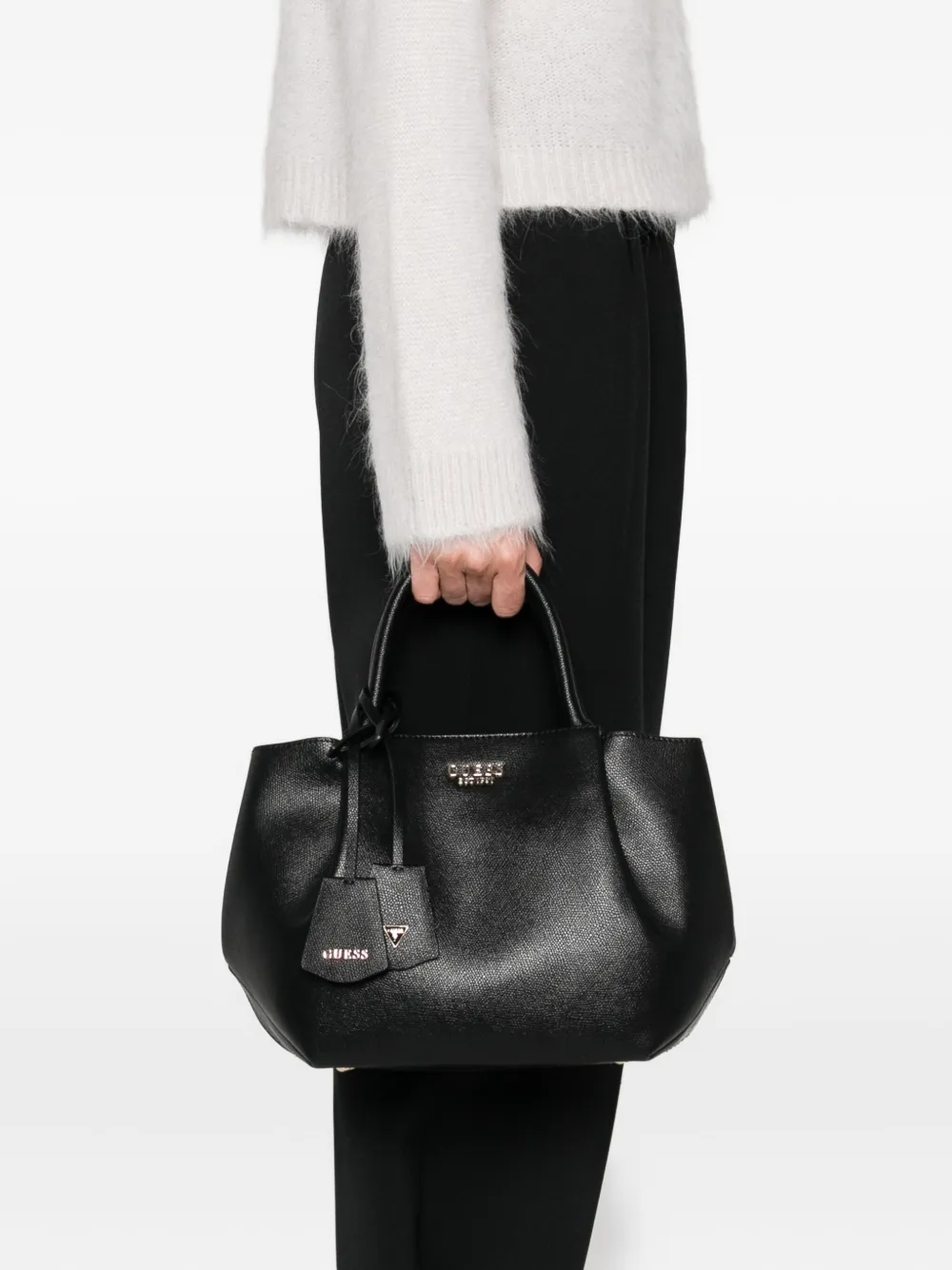 Guess Usa Amorette Leather Tote Bag In Black