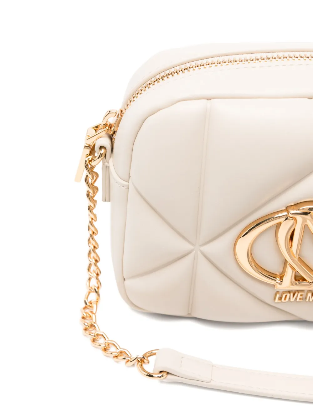 Love Moschino Gewatteerde crossbodytas met logoplakkaat Beige