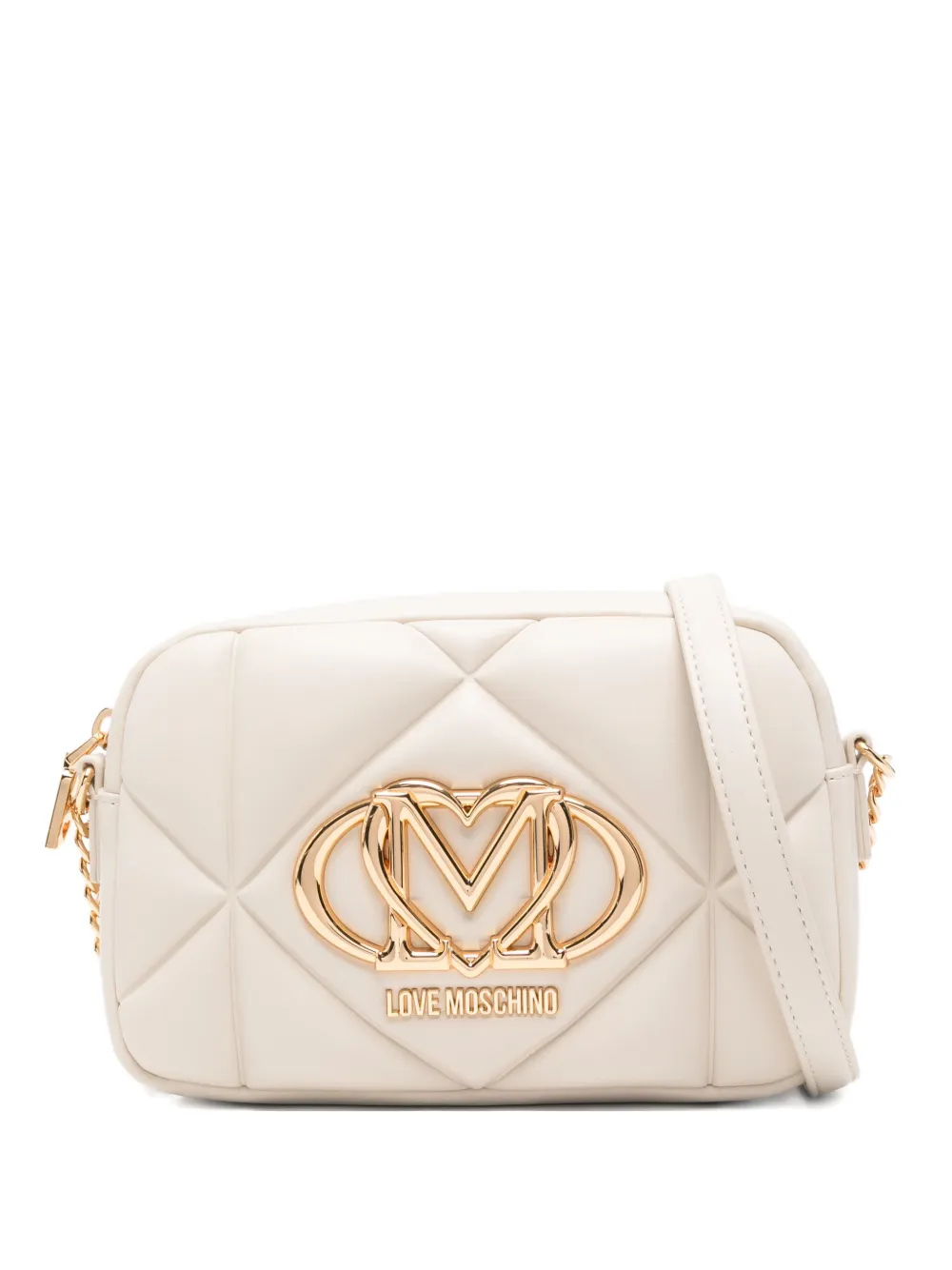 Love Moschino Gewatteerde crossbodytas met logoplakkaat Beige