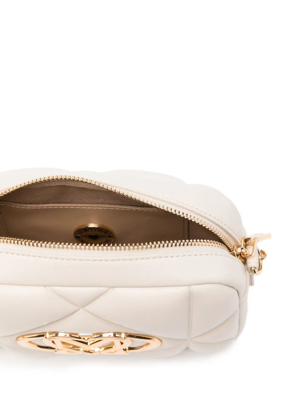 Love Moschino Gewatteerde crossbodytas met logoplakkaat Beige