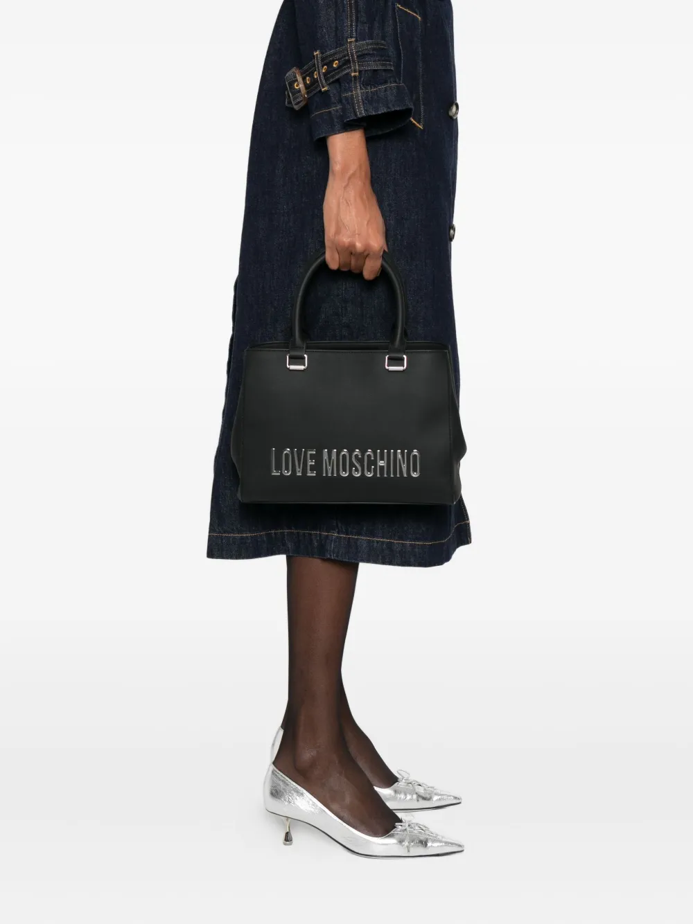 Love Moschino logo-lettering shoulder bag - Zwart