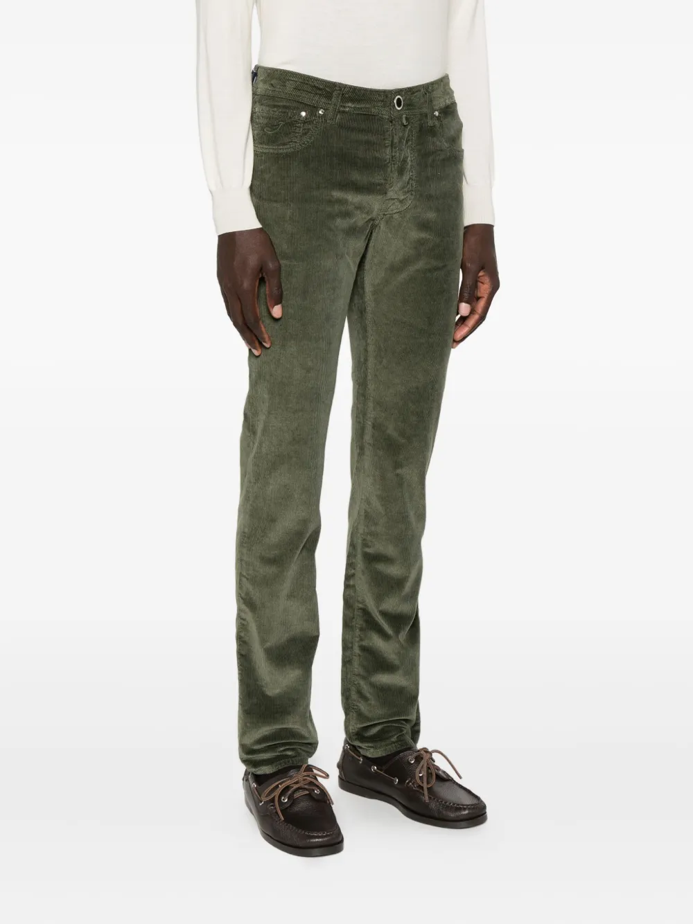 Jacob Cohen Straight-leg-hose Aus Cord In Green