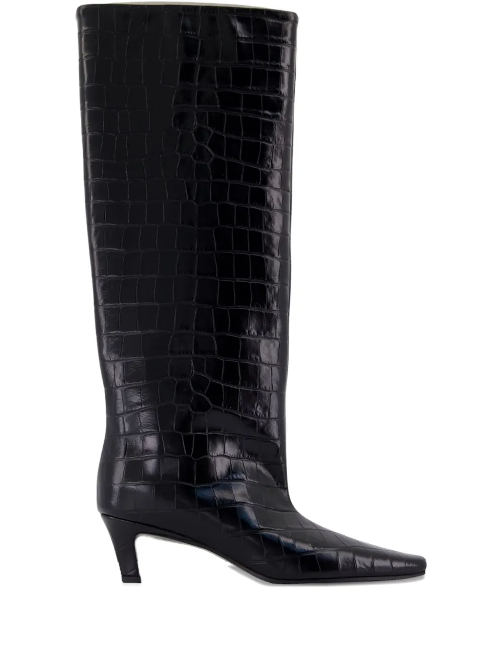Totême 50mm Croc-embossed Leather Knee-high Boots In Black