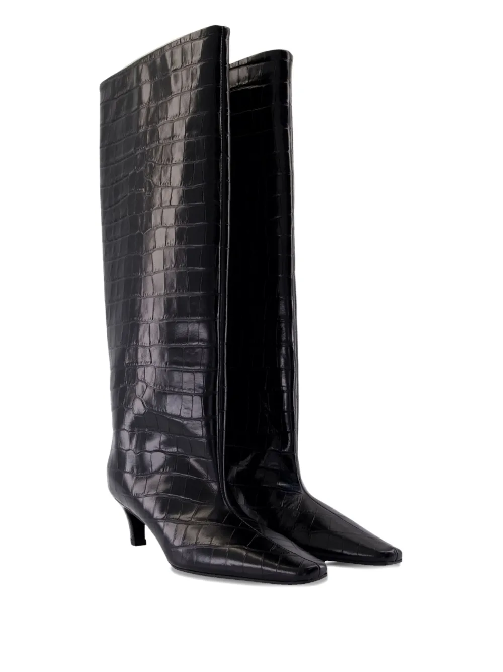 Totême 50mm Croc-embossed Leather Knee-high Boots In Black