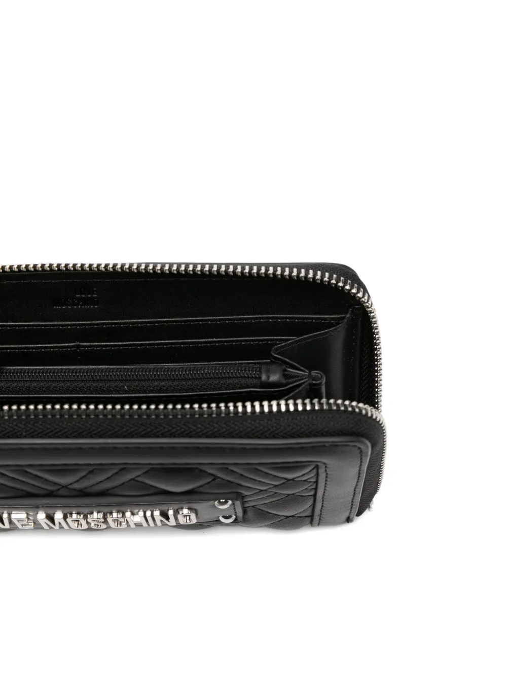 Love Moschino Quilted Zip Wallet In Black