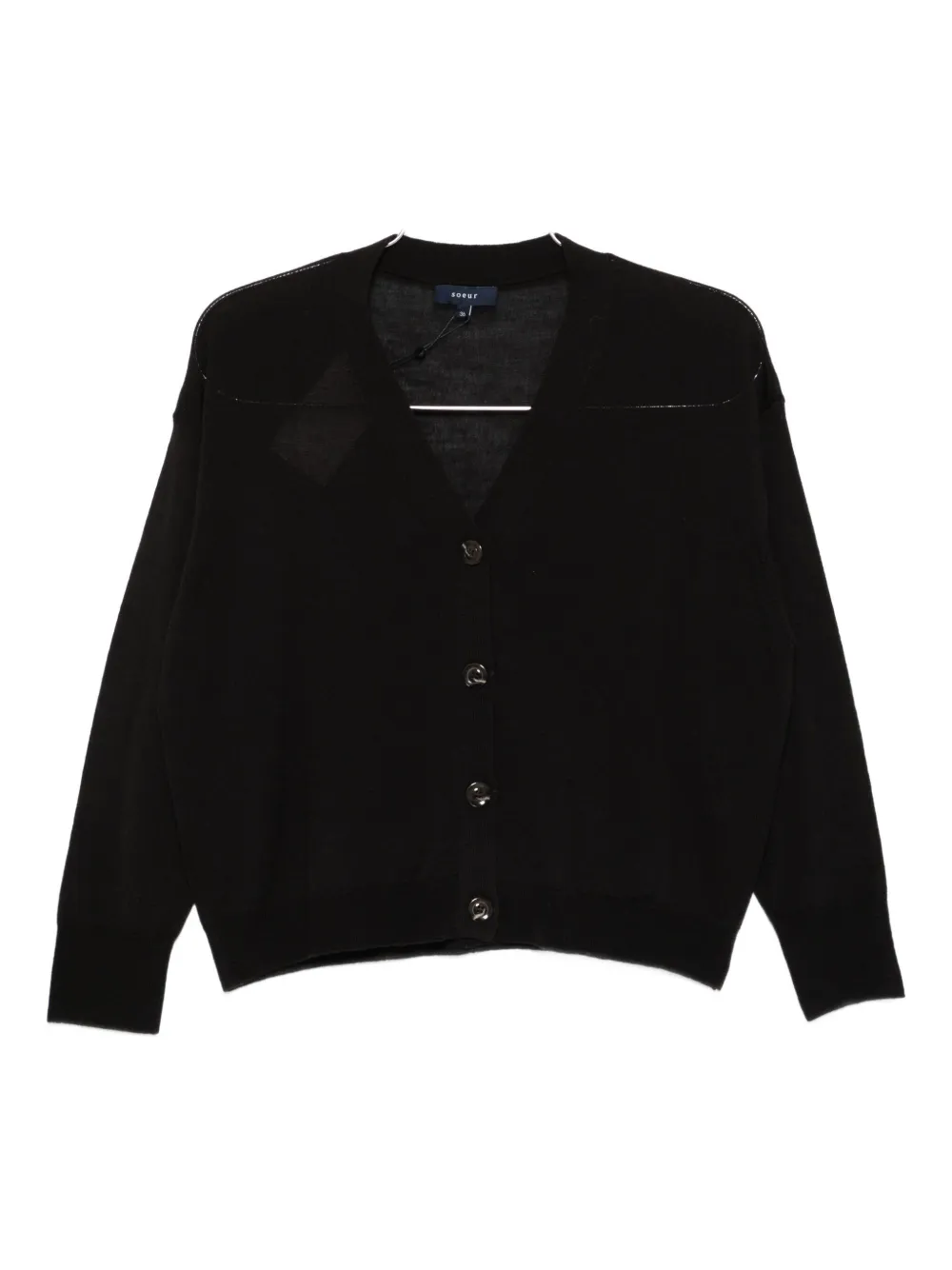 Soeur Idem Button-front V-neck Cardigan In Black