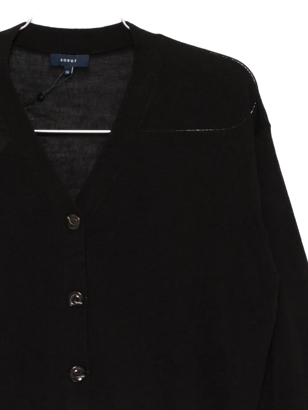 Soeur Idem Button-front V-neck Cardigan In Black
