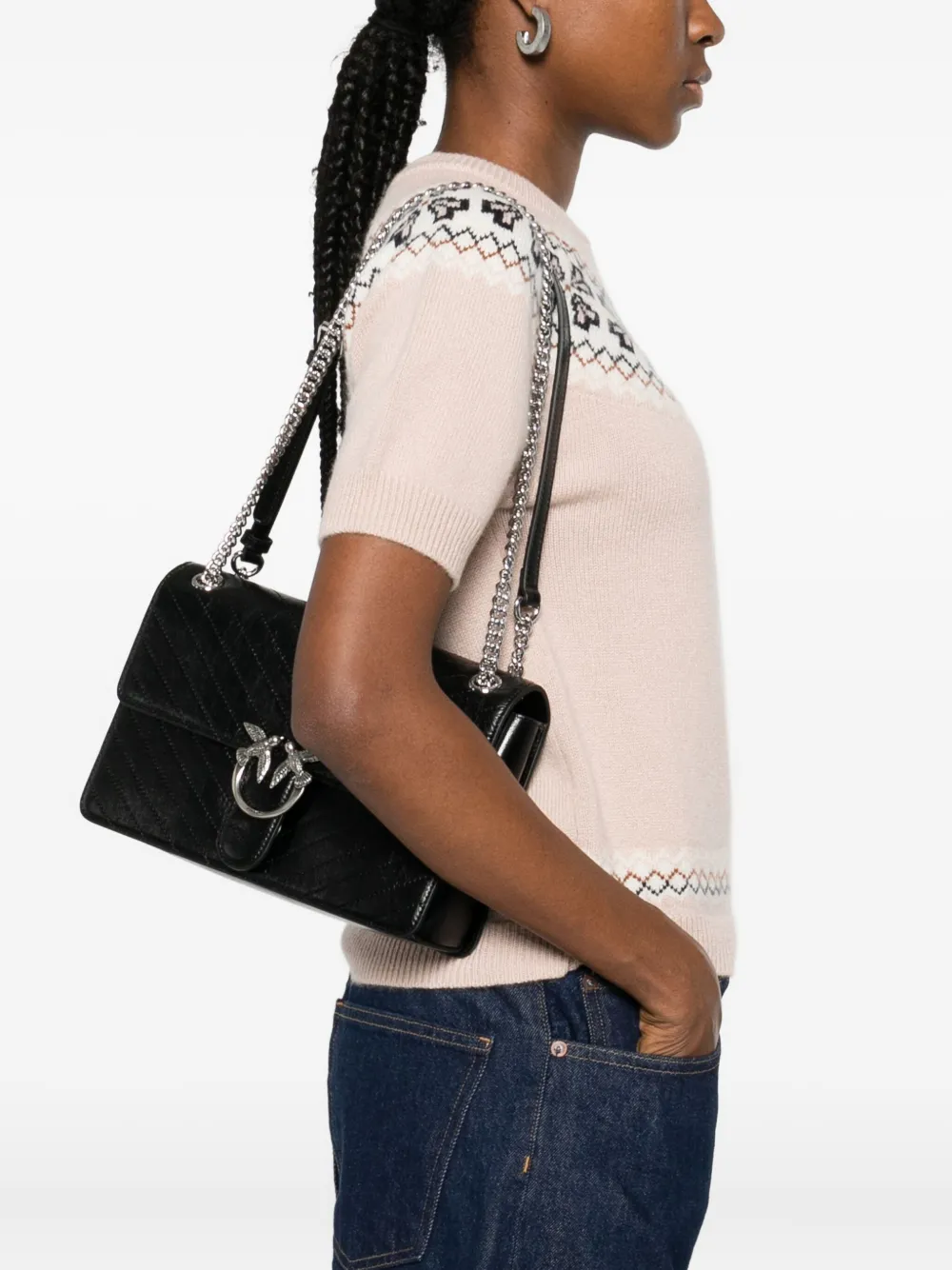 Pinko Love One Light Crossbody Bag In Black