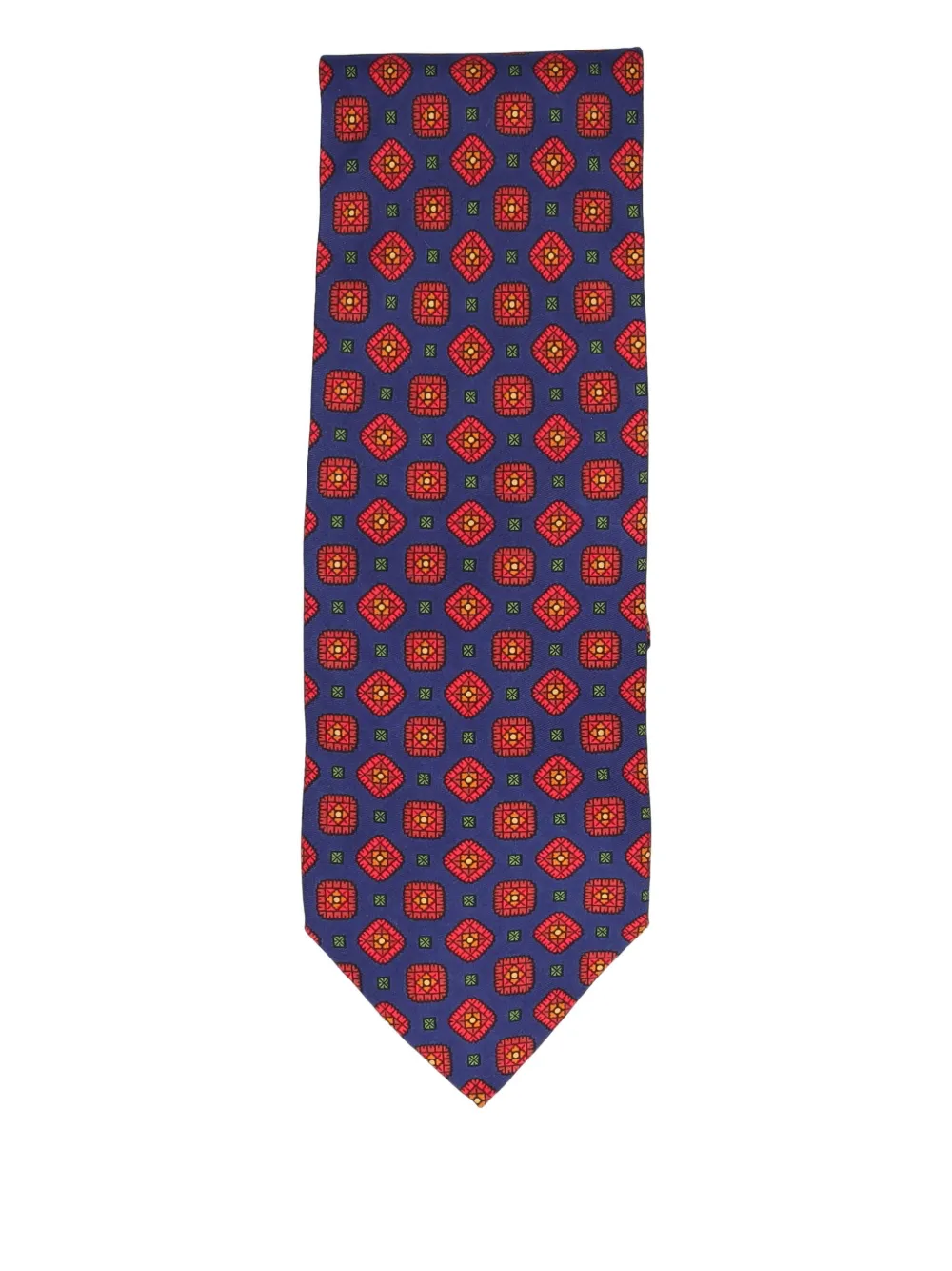 Pre-owned Saint Laurent 1990 Patterned Silk Tie In Blue
