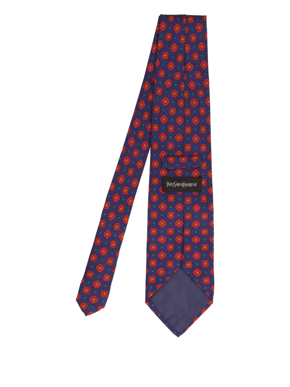 Pre-owned Saint Laurent 1990 Patterned Silk Tie In Blue