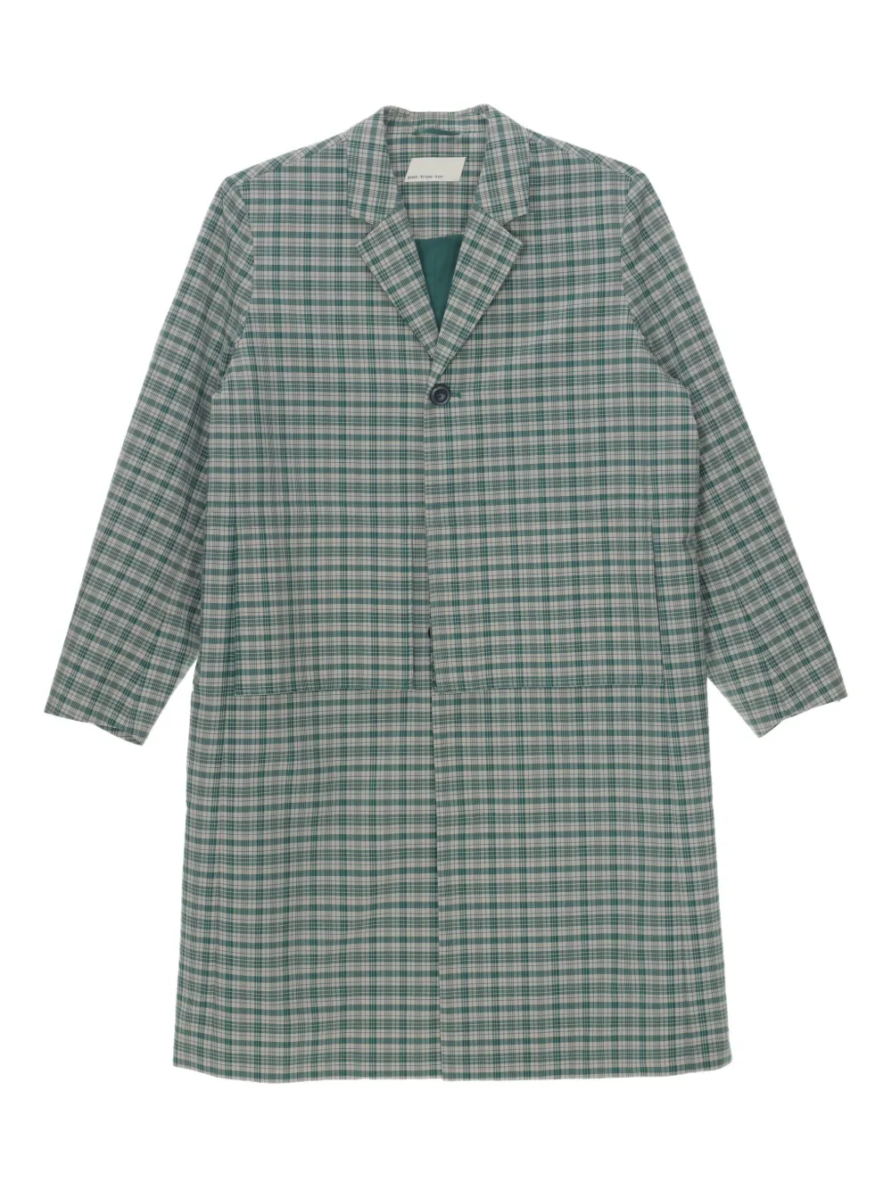 pet-tree-kor 格纹单排扣外套 | 绿色 | Image 1