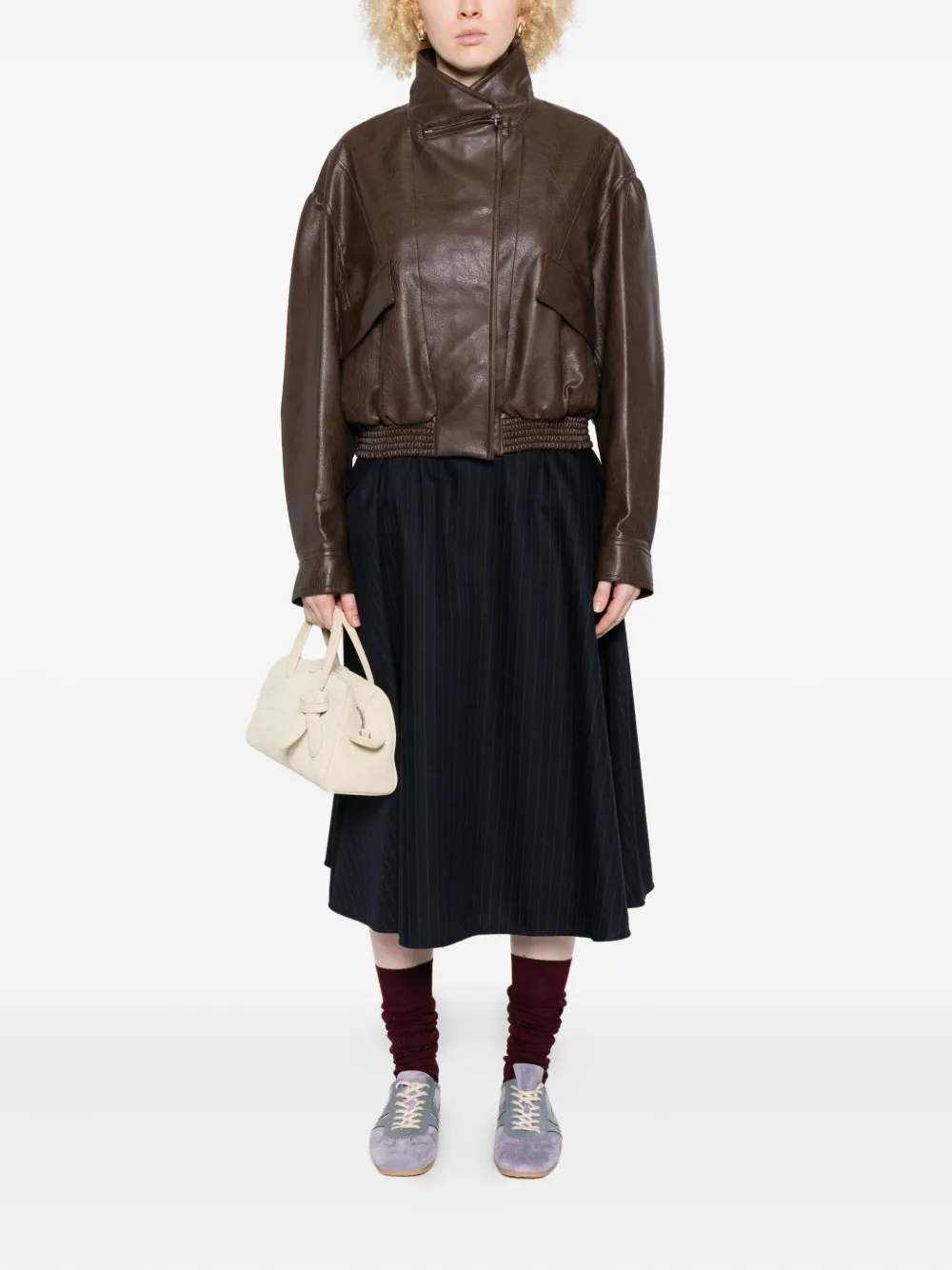 Golden Goose pinstripe button-detailing midi A-line skirt - Blauw