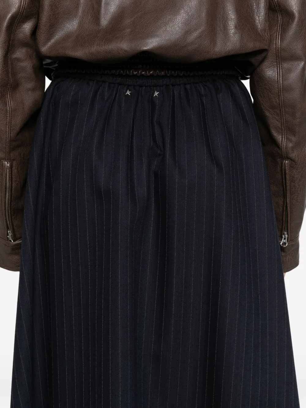 Golden Goose Pinstripe Button-detailing Midi A-line Skirt In Blue