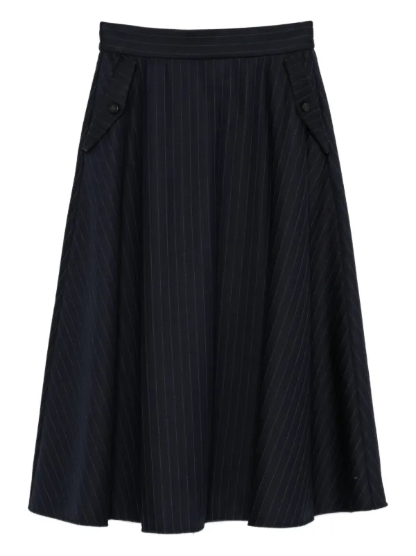 Golden Goose Pinstripe Button-detailing Midi A-line Skirt in Blue