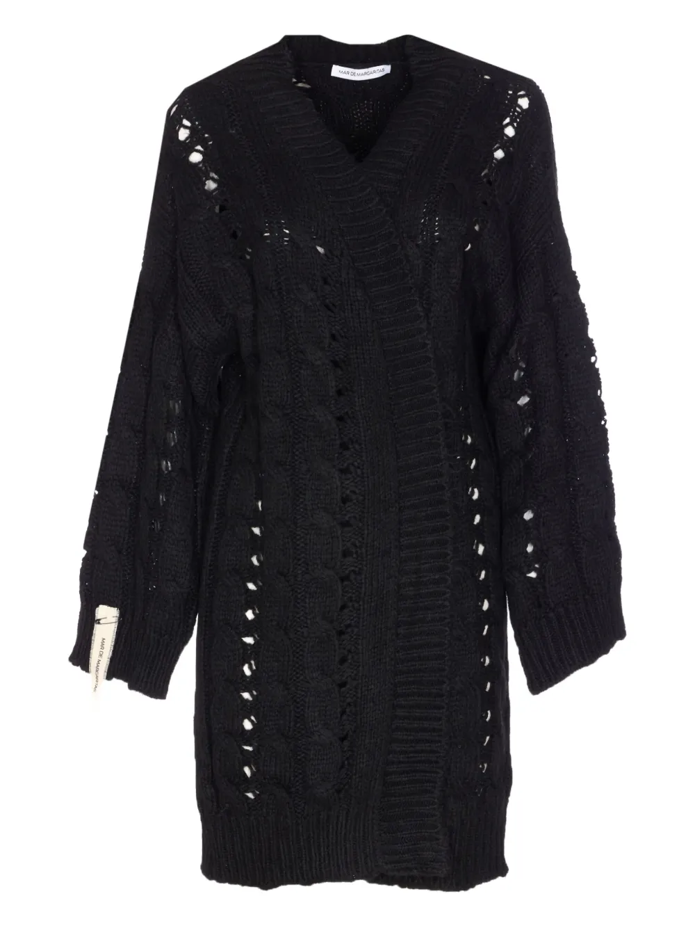 MAR DE MARGARITAS cable-knit open-weave cardigan | Black | Image 1