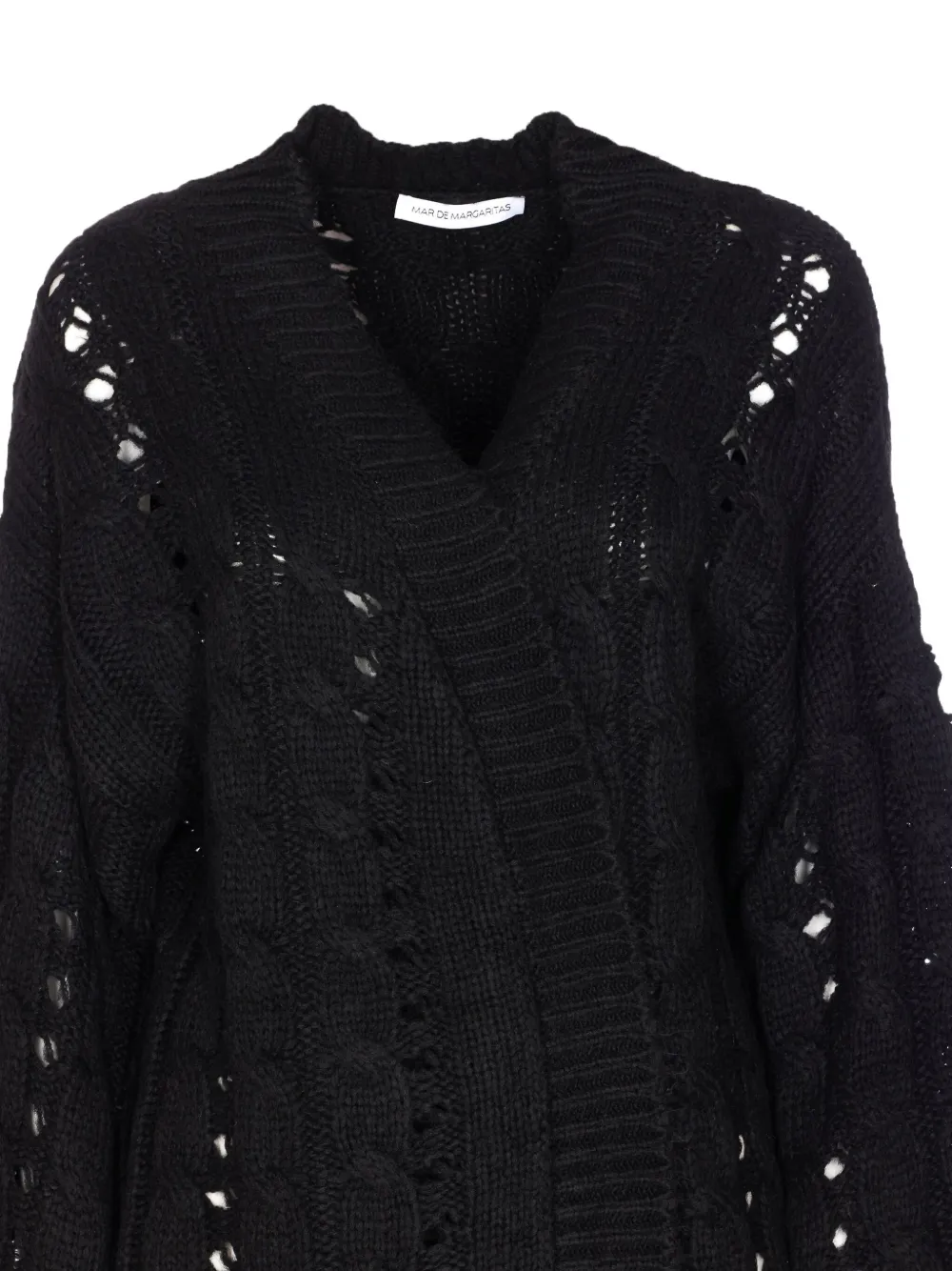 MAR DE MARGARITAS Kabelgebreid vest met open weving Zwart