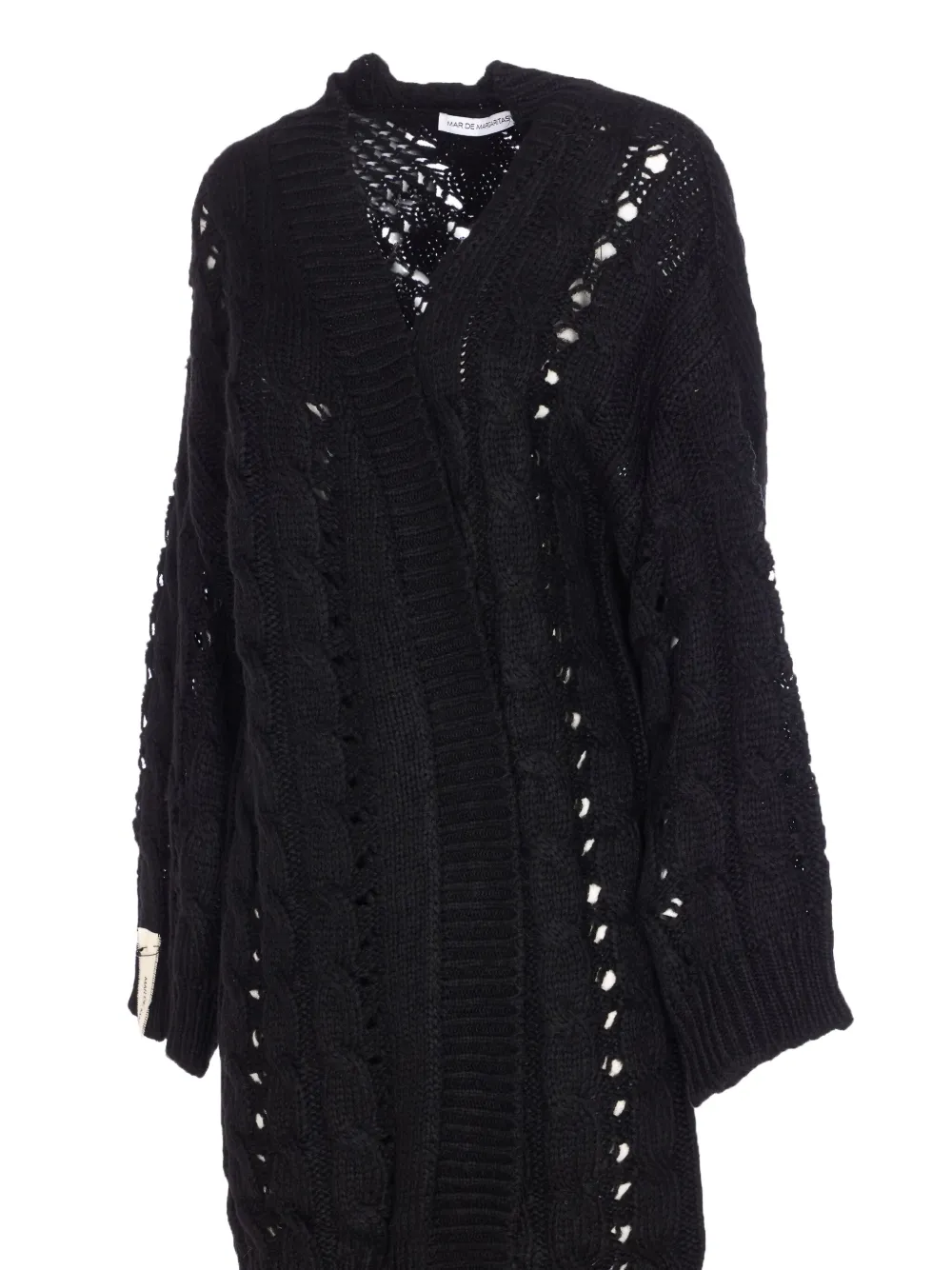 MAR DE MARGARITAS Kabelgebreid vest met open weving Zwart