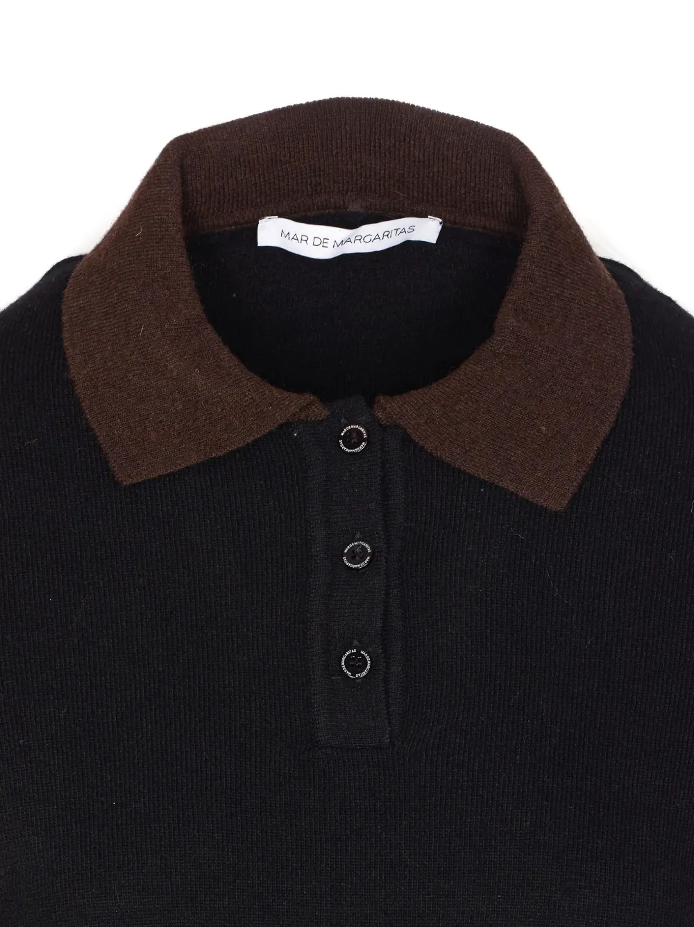 Mar De Margaritas Contrast-collar Short-sleeved Polo Top In Black