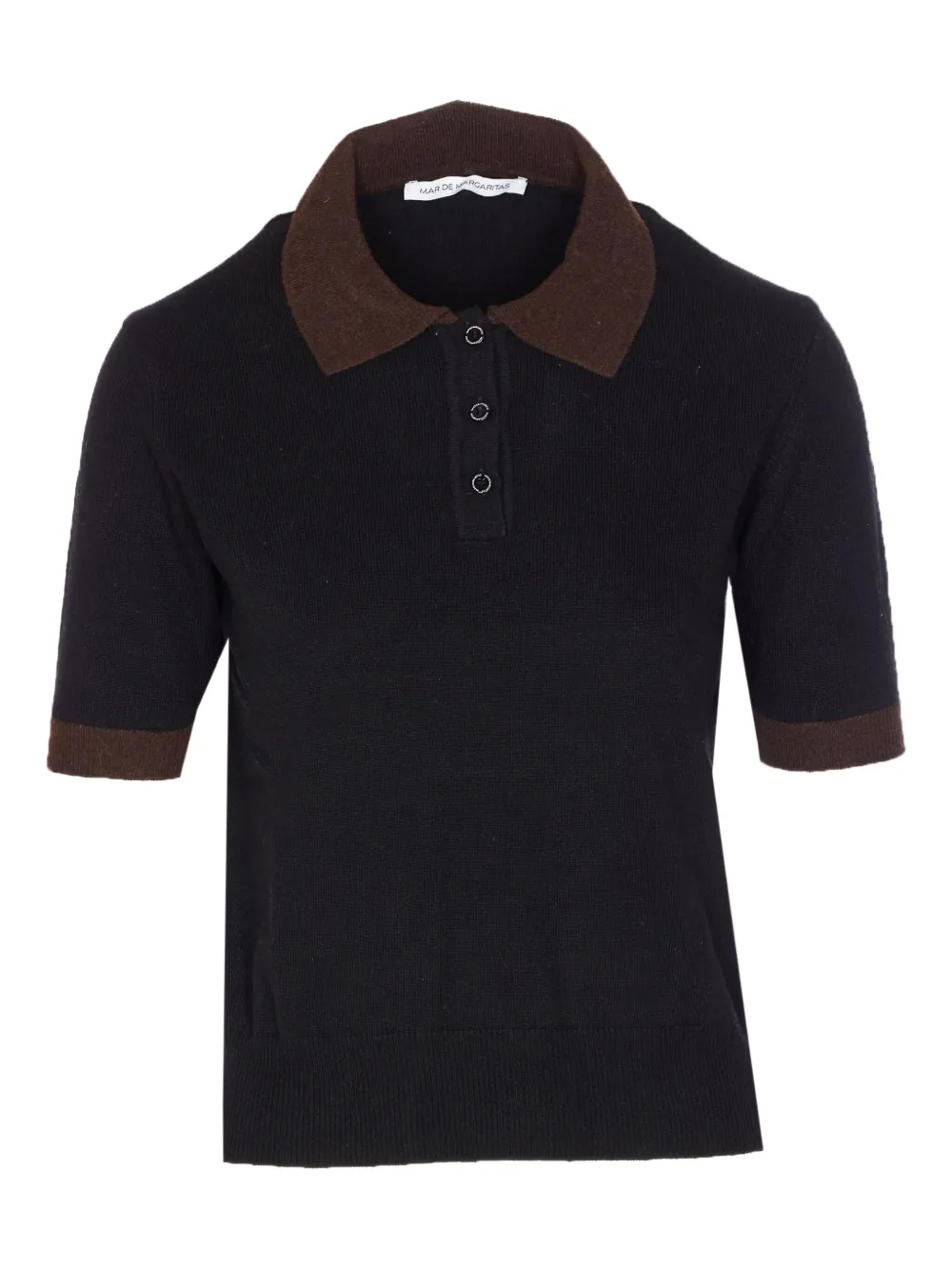 MAR DE MARGARITAS contrast-collar short-sleeved polo top | Black | Image 1