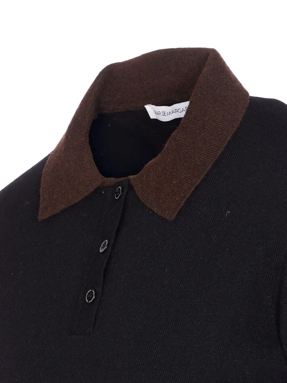Mar De Margaritas Contrast-collar Short-sleeved Polo Top In Black